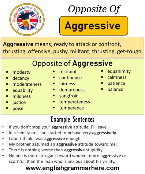 antonyms of aggression|other words for aggressive behavior.